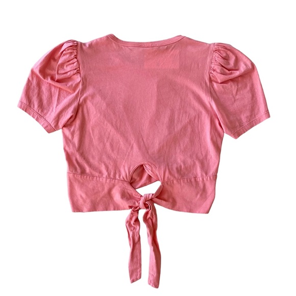 A.L.C. Monica Cotton Short Sleeve Twist Front Tie Back Cropped Tee, Size S - Picture 4 of 4